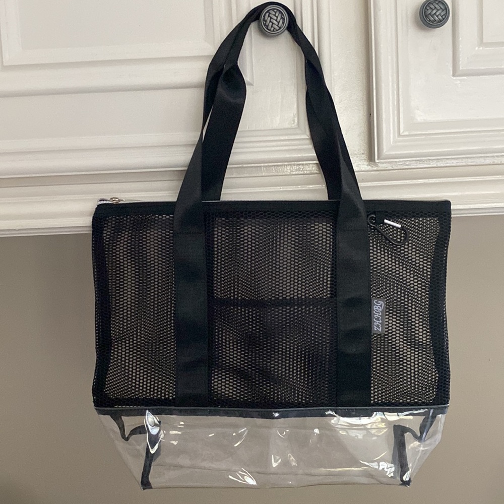 Black Mesh Clear Shoulder/Tote Bag